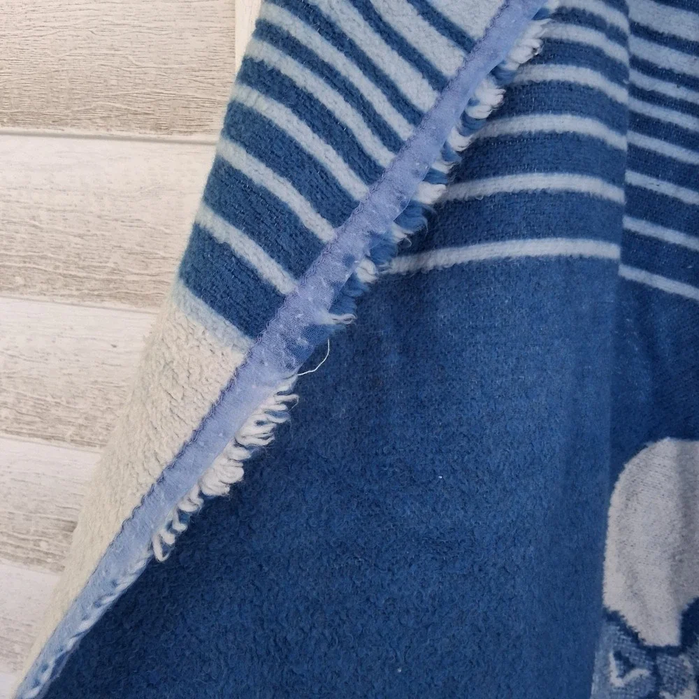 Vintage 80s‎ 90s Mora Goose Geese Soft Blanket Country Blue Dusty Rose Tulips...